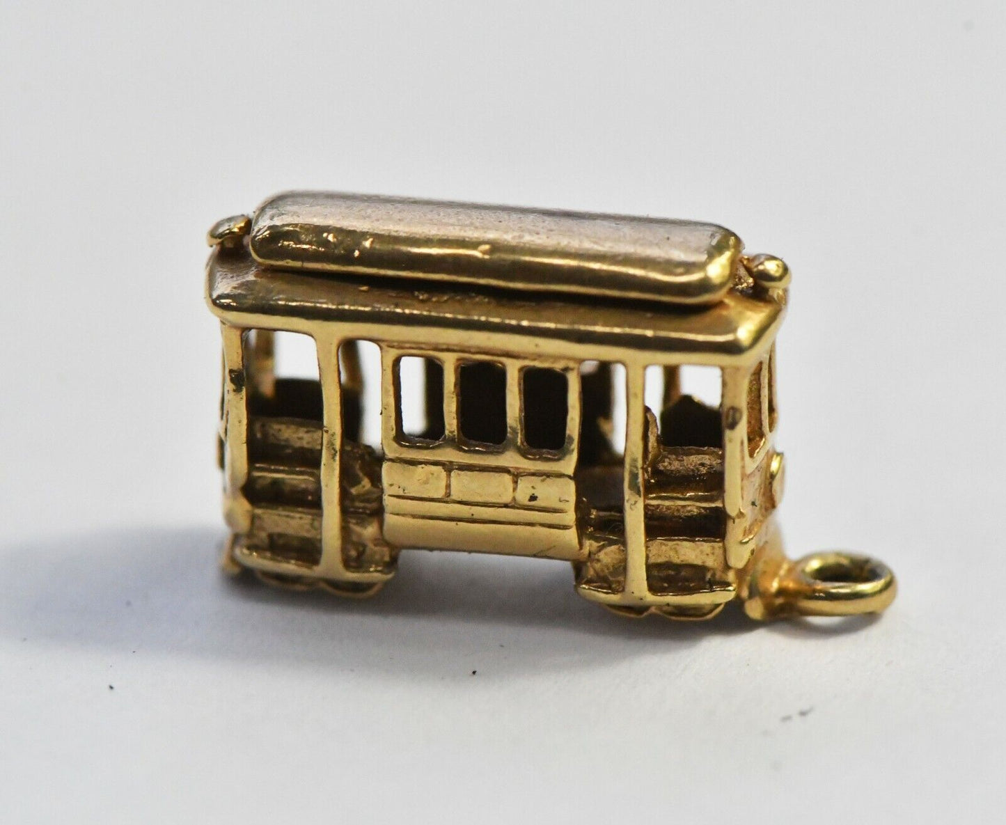 Vintage 14k Gold Pendant Charm Trolley Car 2.8 grams