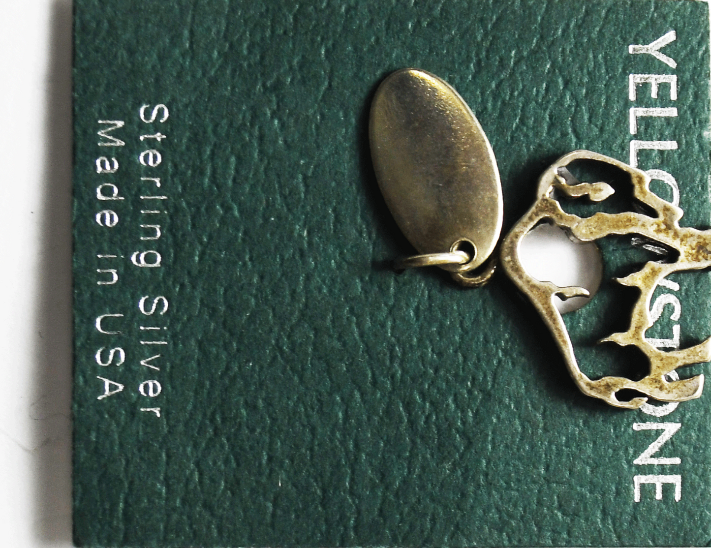Sterling Sunwest Yellowstone Park Bison Buffalo Outline Carded Charm 18mm x 20mm