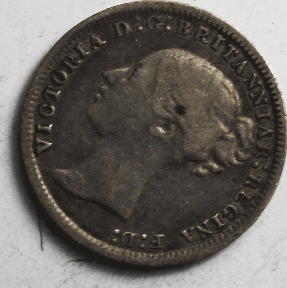 1876 Great Britain 3 Three Pence Silver Coin KM# 730