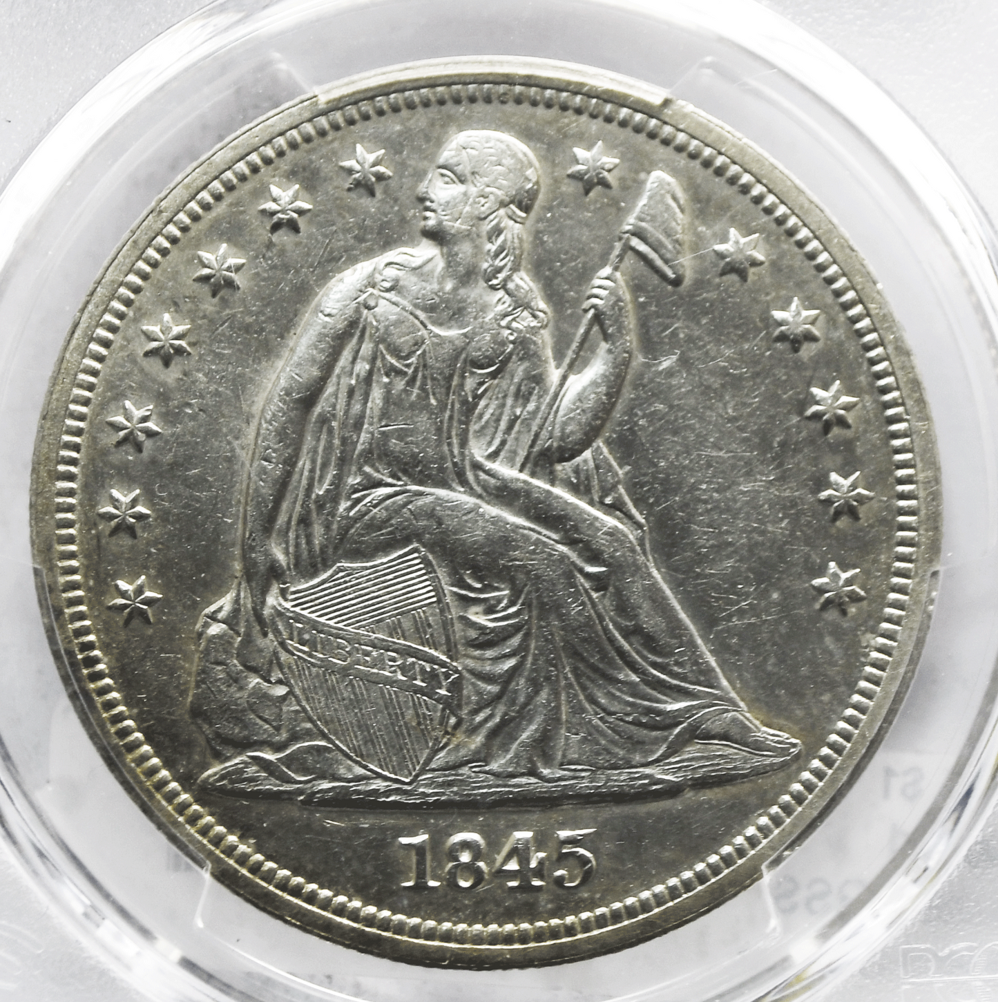 1845 $1 Seated Liberty Silver One Dollar Philadelphia PCGS AU53