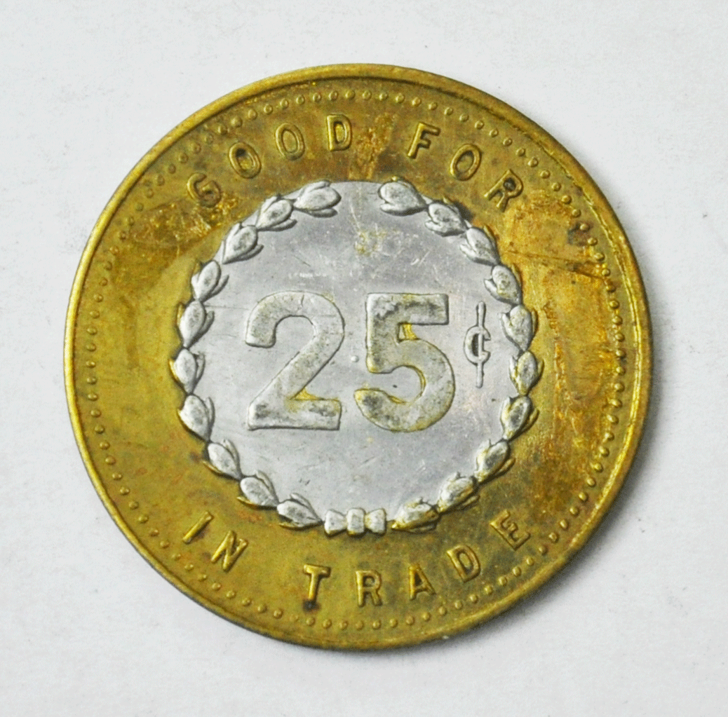 George W Dudley Two Tone 25c Trade Token D Akron Iowa 28mm