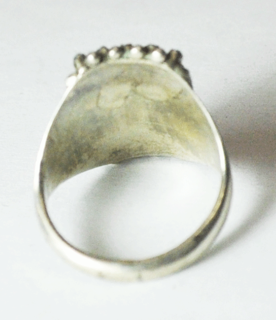 Sterling Silver Turquoise 40 Small Dot Cluster 8x5 Rectangle Ring 21mm Size 8