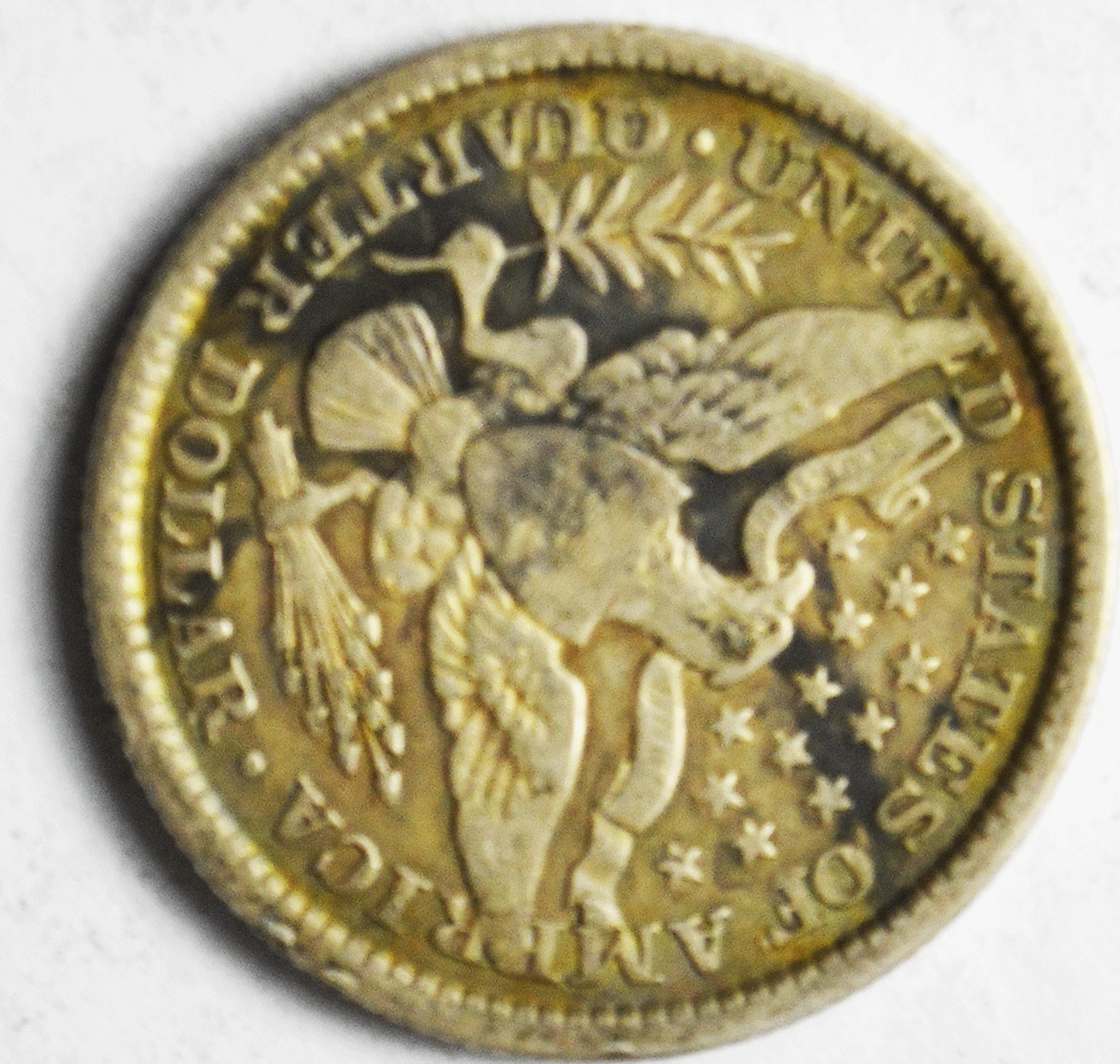 1900 25c Barber Silver Quarter Dollar Twenty Five Cents Philadelphia Adhesive