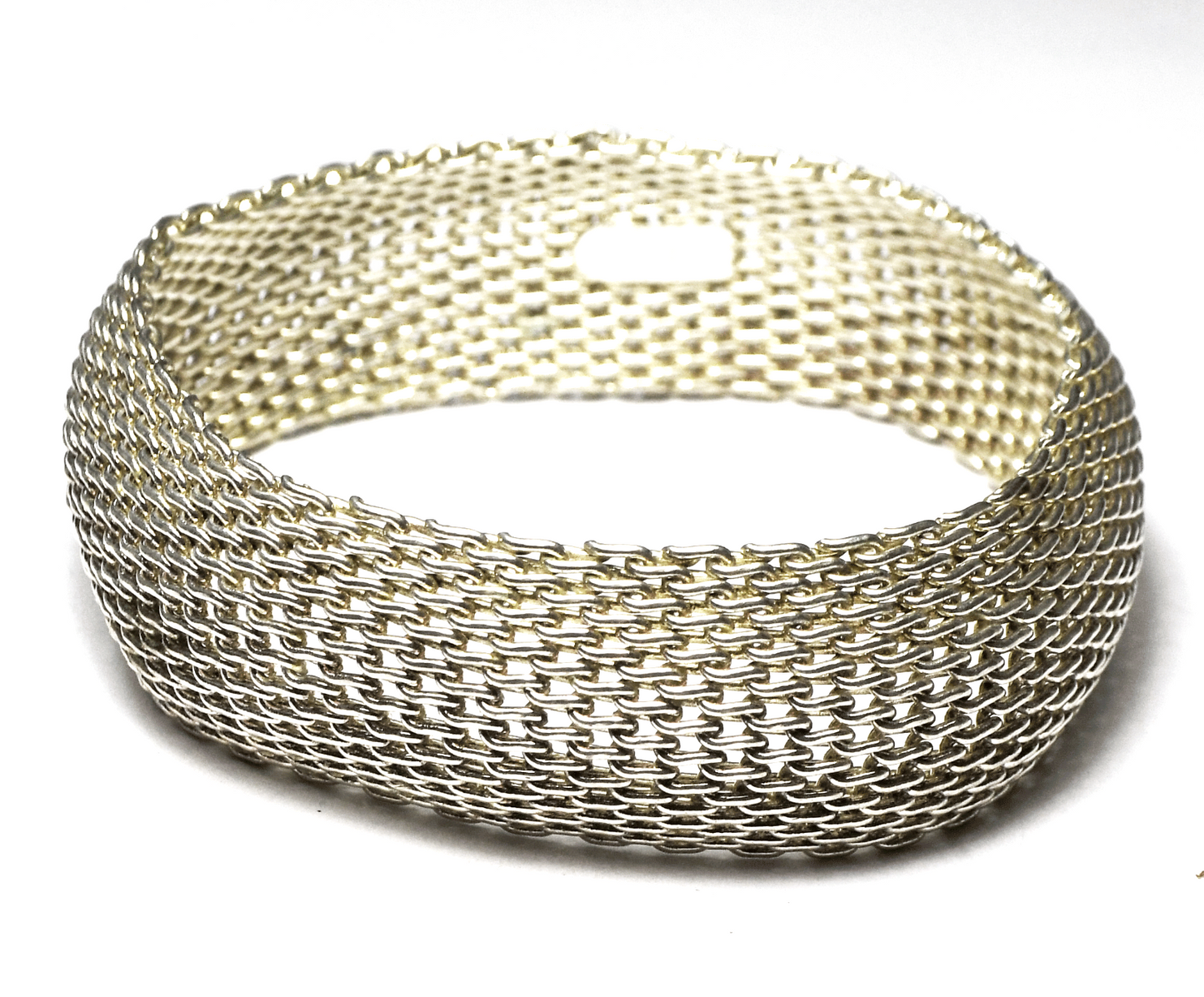 Sterling Silver Mesh 21mm Chain Mail Medium Bangle Bracelet 40g