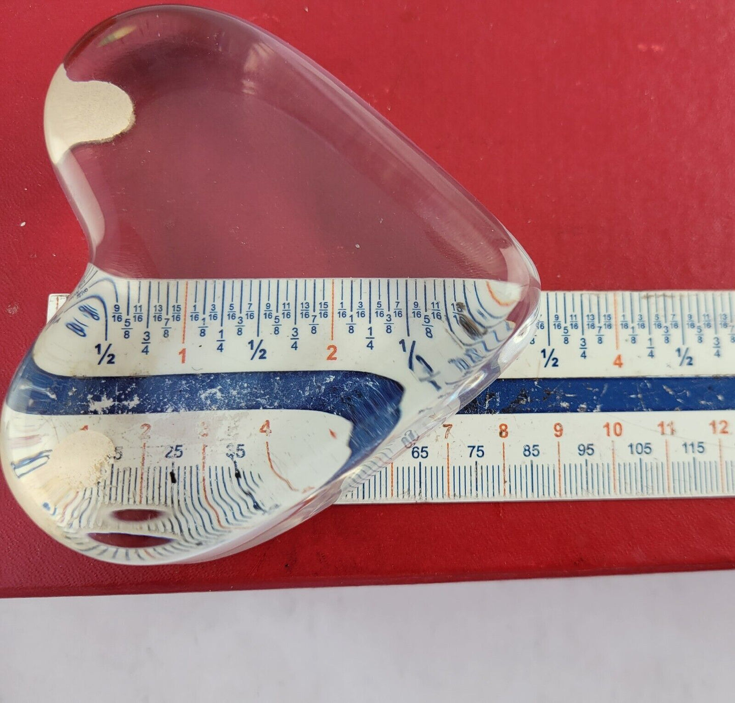 Vintage Baccarat Clear Crystal Signed Puffy Heart Paperweight Unboxed France