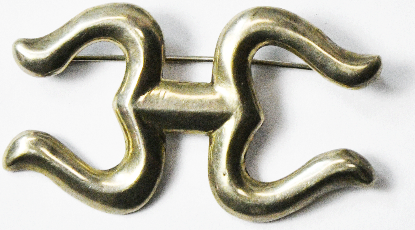 Sterling Silver Sand Cast Bar Scroll Brooch Pin 49mm x 28mm