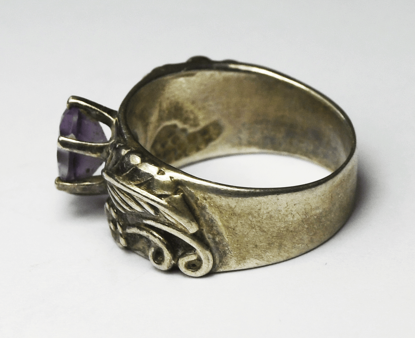 Sterling Silver Carolyn Pollack Amethyst Leaf Floral Ring 10mm Size 7