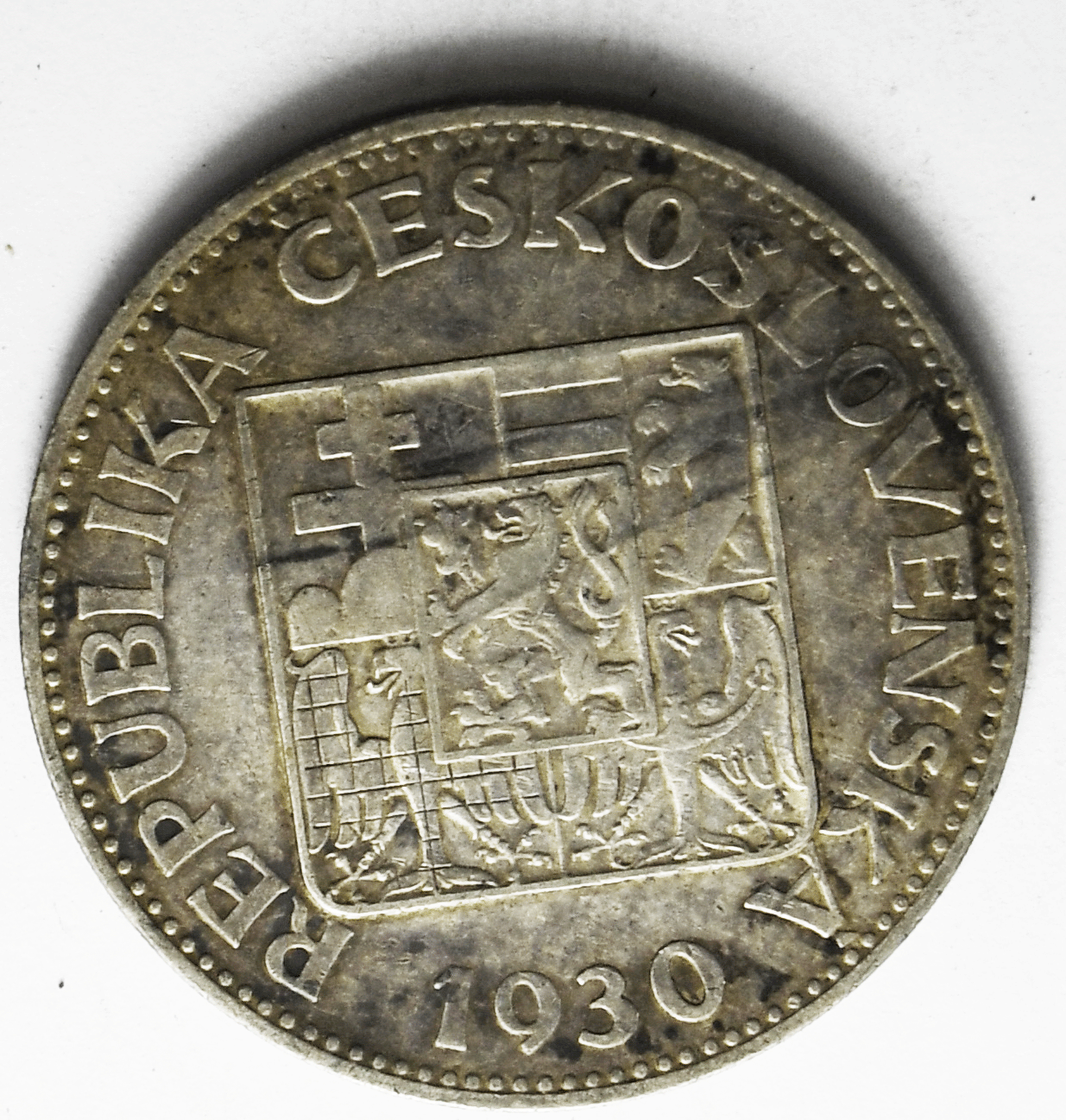 1930 Czechoslovakia 10 Ten Korun Silver Coin KM# 15