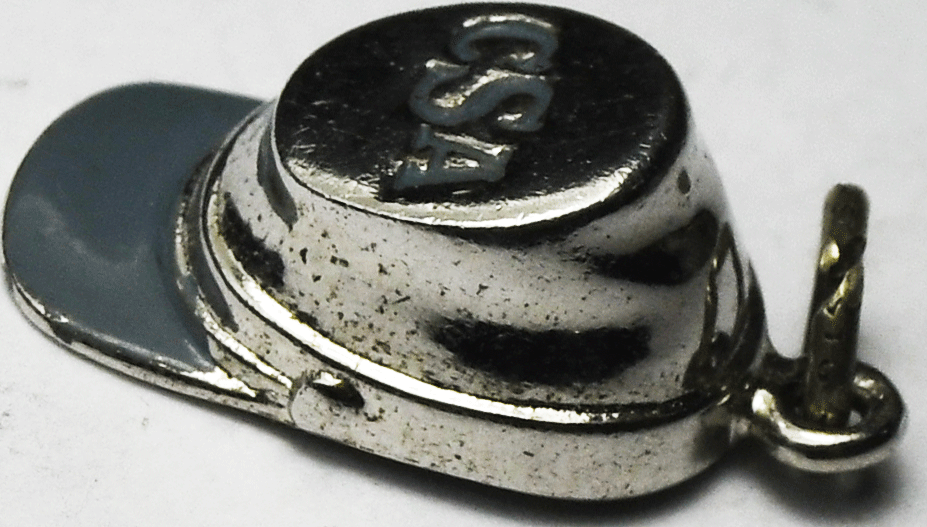 Sterling Silver CSA Confederate Soldier Cap Enamel Charm 18mm x 10mm