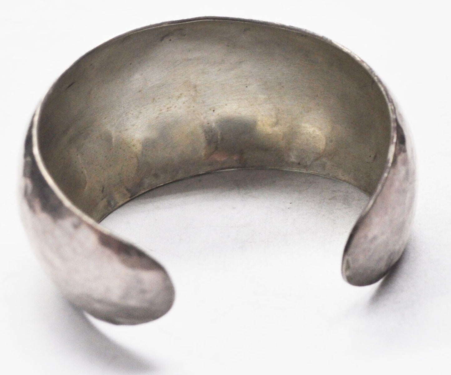 Sterling Silver Mexico B in Circle Hammered Cuff Bracelet 36mm 6-3/4" Wrist