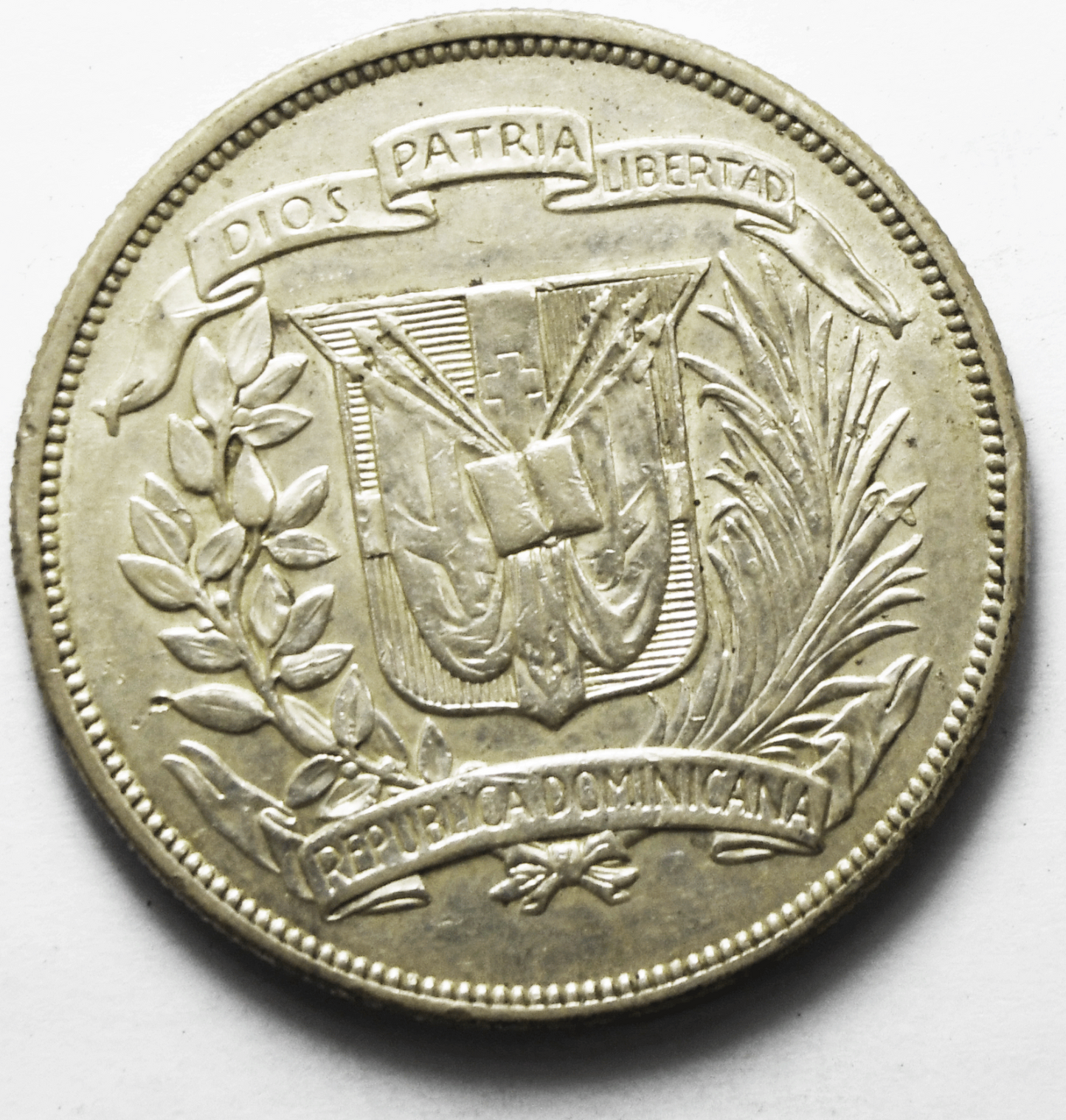 1955 Dominican Republic Un Peso KM# 623 Silver Coin Only 50,000 Minted