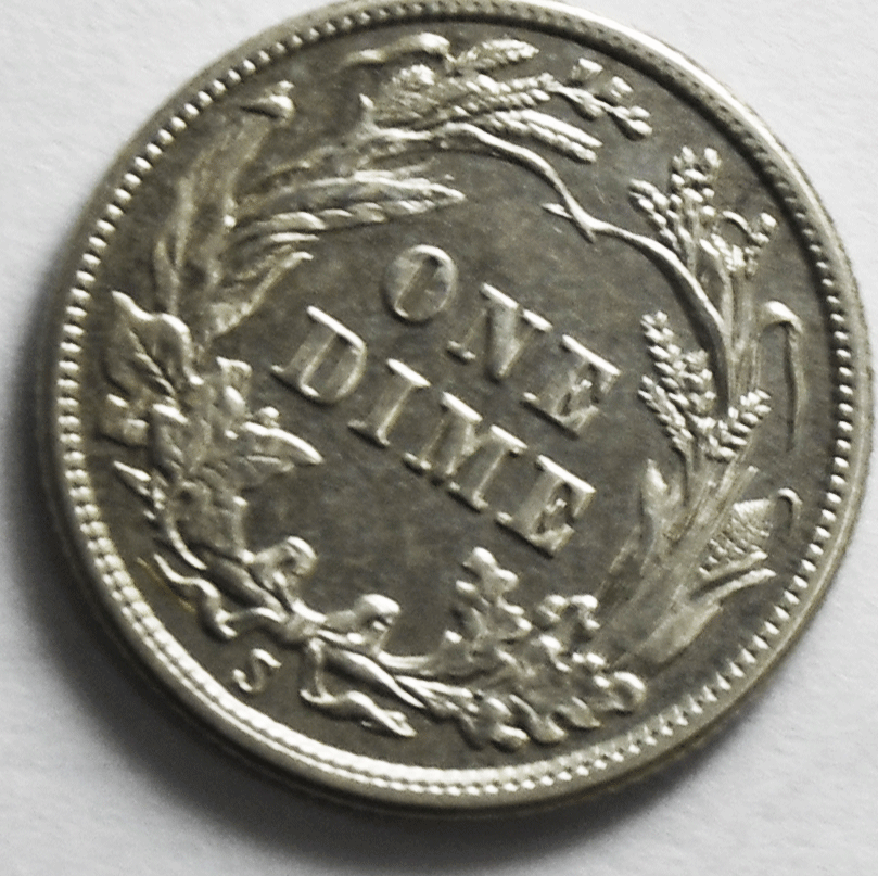 1915 S 10c Barber Silver Dime Ten Cents San Francisco AU