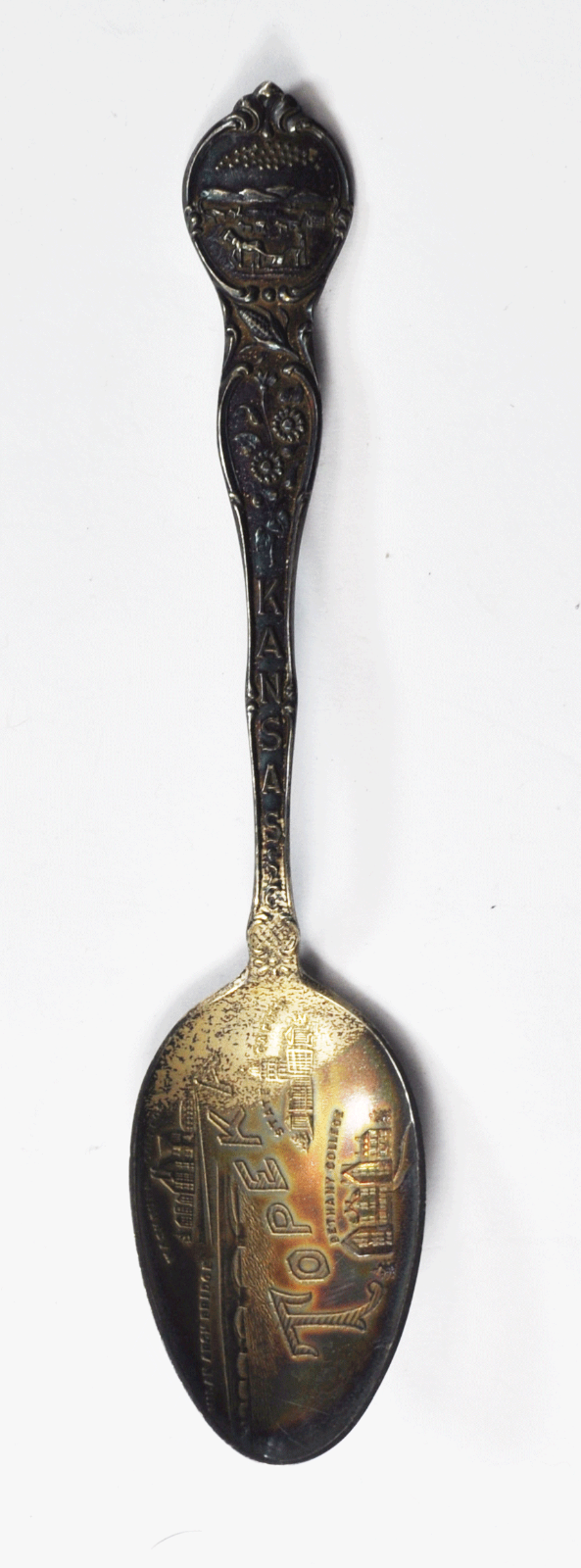 Sterling Shepard Topeka KS Souvenir Spoon 5-3/8" Capital Washburn Bethany Milan