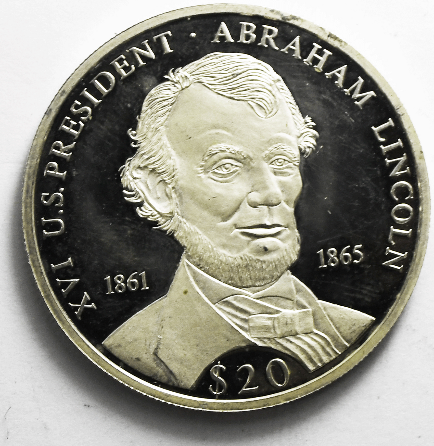 2000 S Liberia $20 Twenty Dollars Silver Coin Abraham Lincoln KM# 479