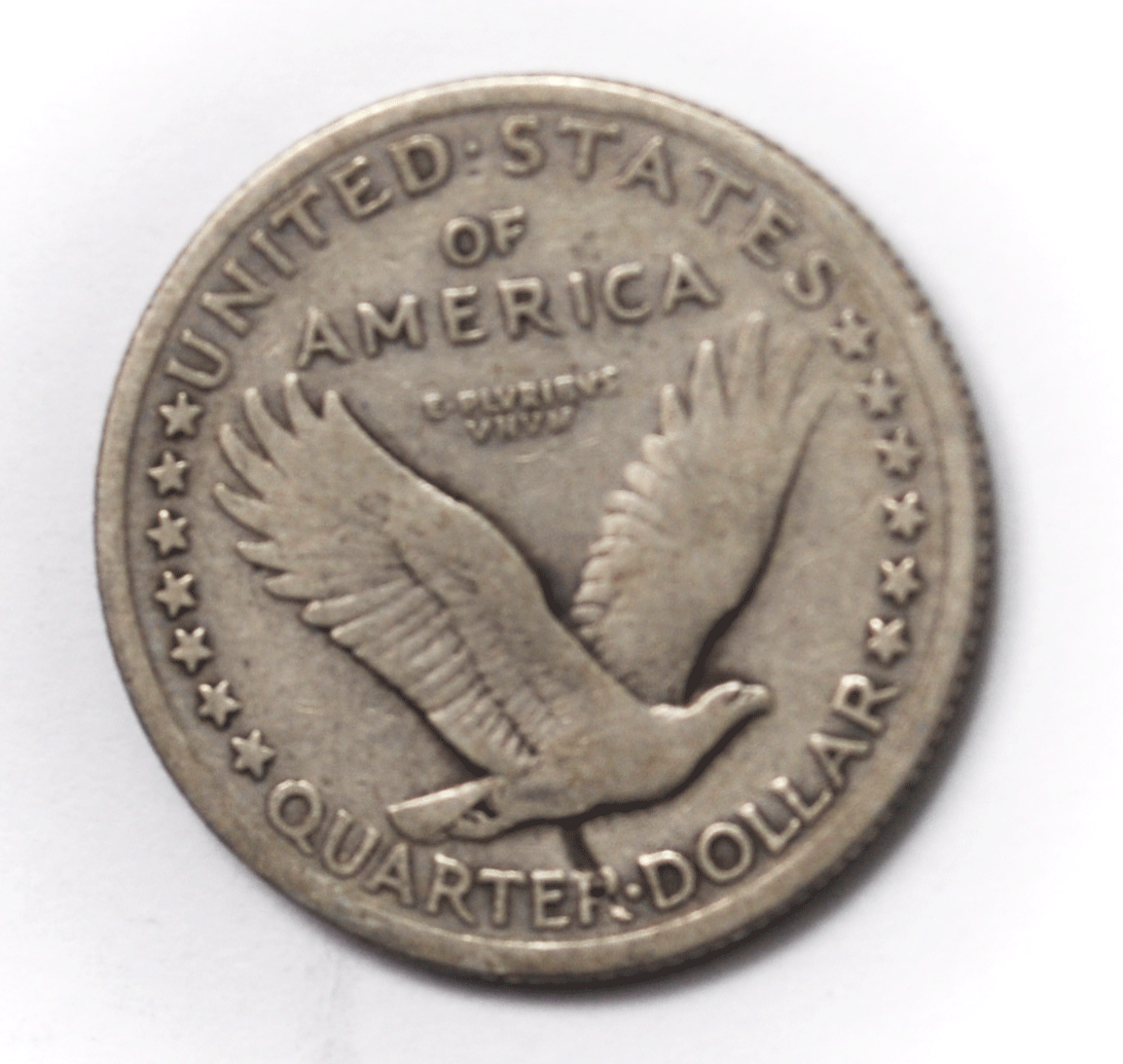 1917 S 25c Standing Liberty Silver Quarter Type ! Struck Thru Error Reverse