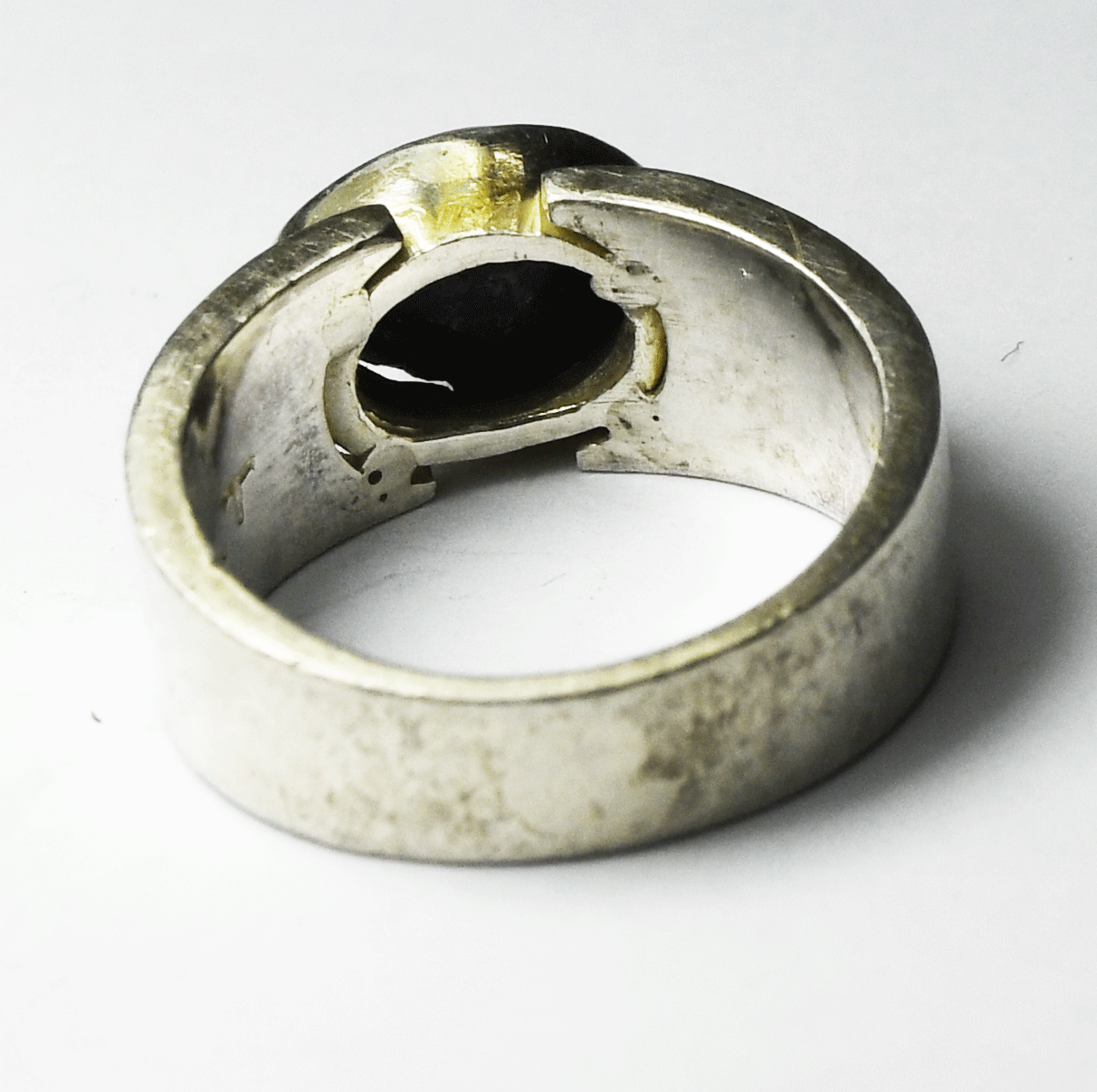 Sterling Silver Mia T Oval Black Onyx Ring 19mm Size 7