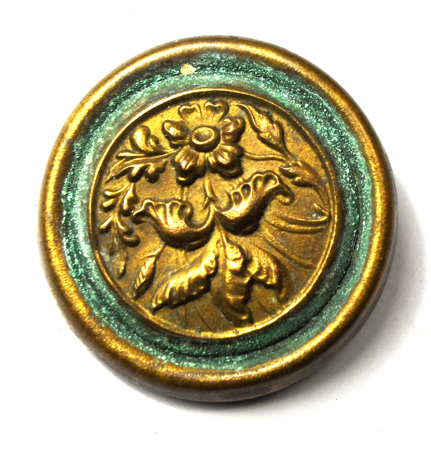 Vintage Large Flower Brass Round Button 38mm