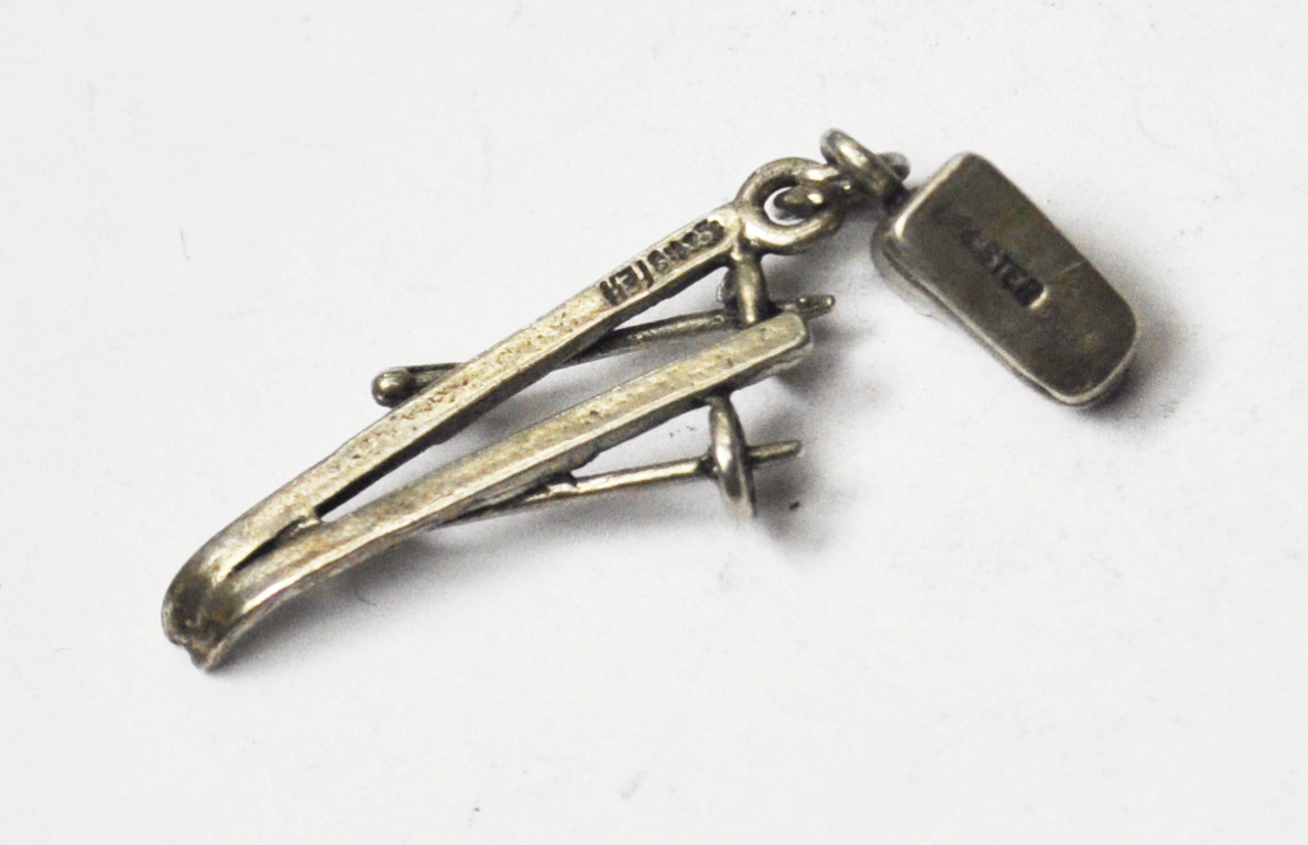 Vintage Sterling Silver Maisels Skis Skiing Shoes Charm 27mm