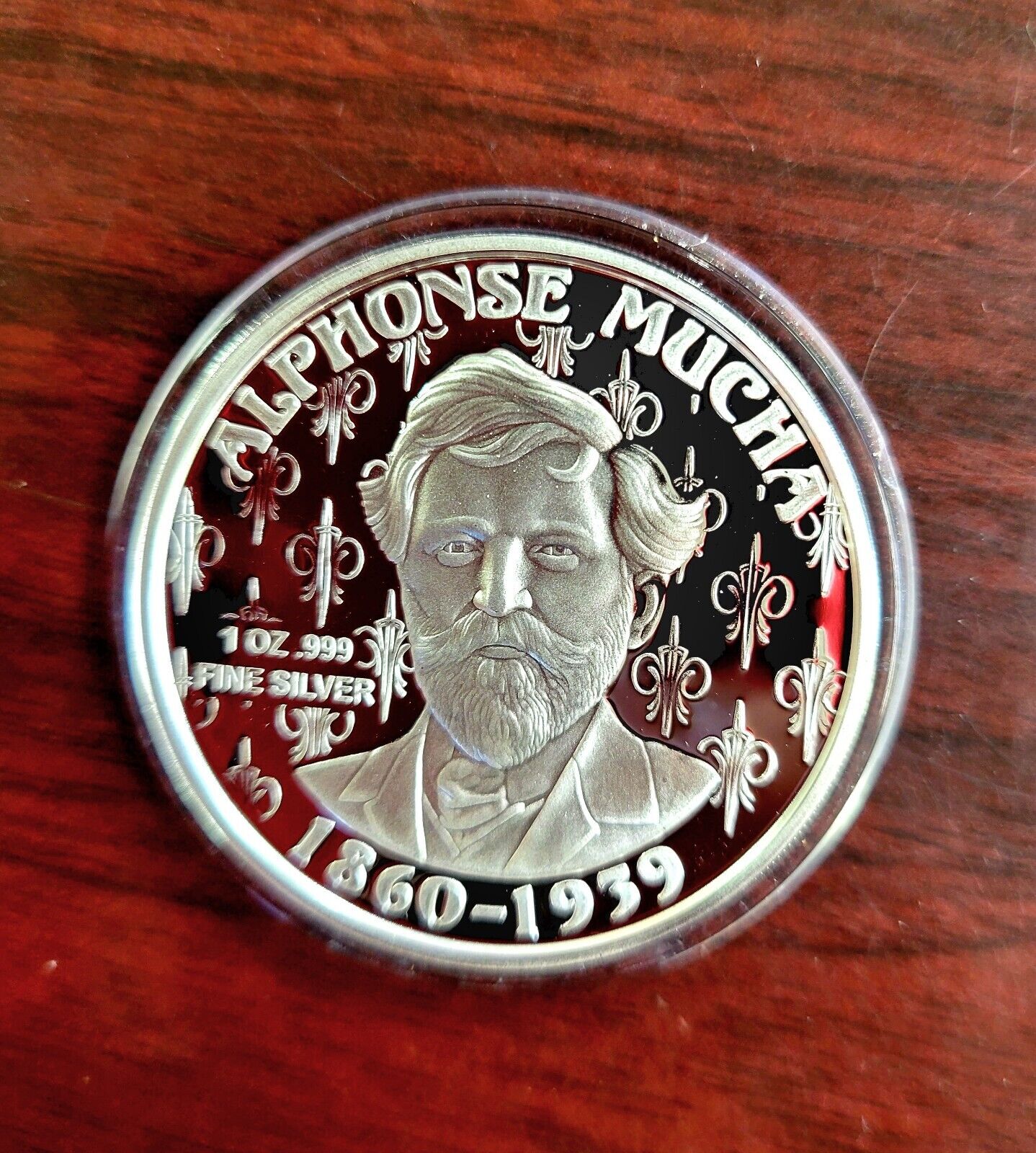 Alphonse Mucha Collection 1oz .999 Fine Silver Round Art Nuevo