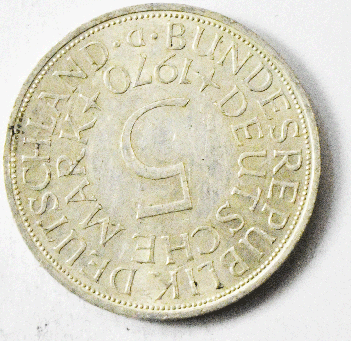 1970 D Germany Federal Republic 5 Five Mark Silver Coin KM# 112.1