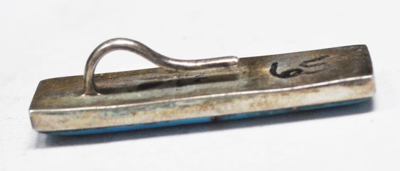 Sterling Silver Rectangle Inlay Blue Turquoise Clip 39mm x 11mm