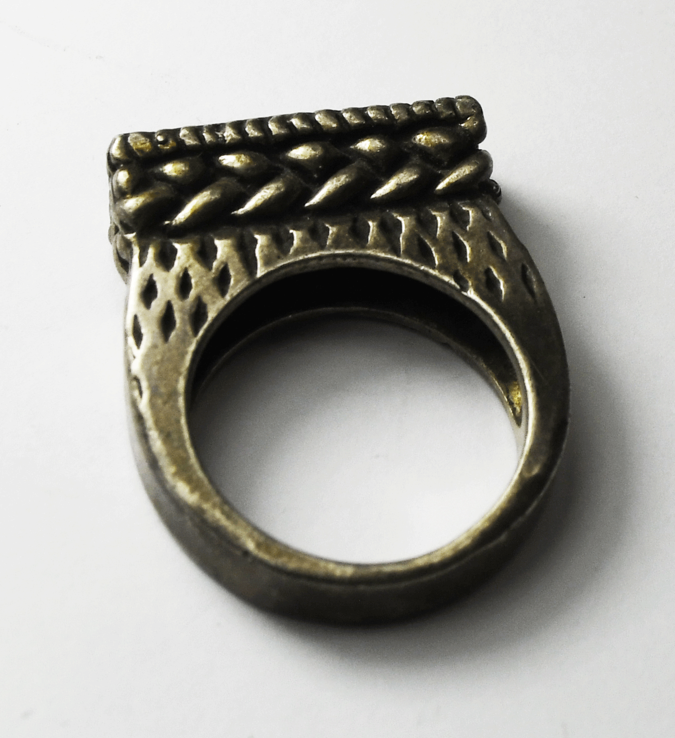 Sterling Silver Sally Davison Square Weave Strawberry 7mm Ring Size 7