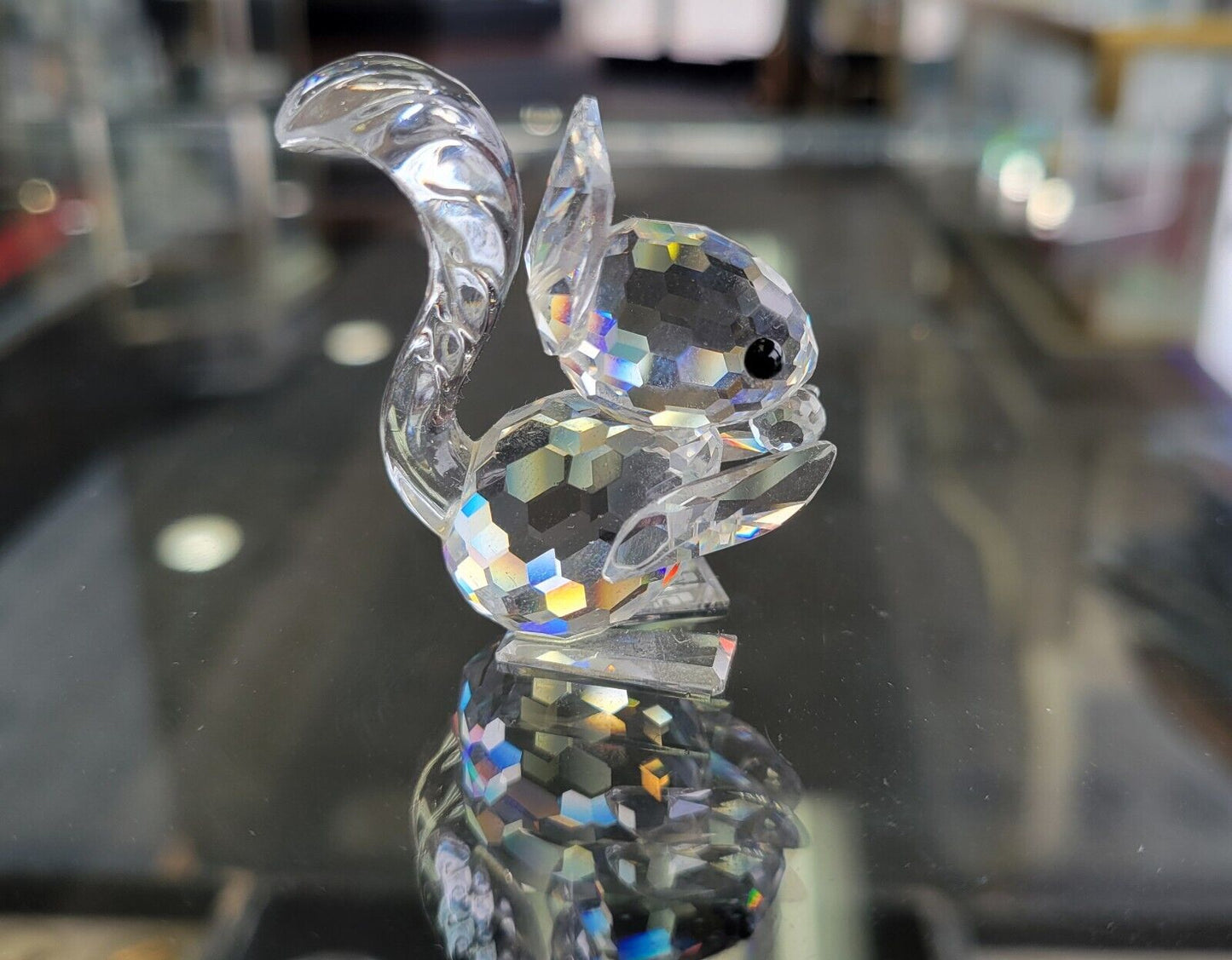 Swarovski Crystal Figurine Squirrel With Nut Block SC Logo Retired Austria