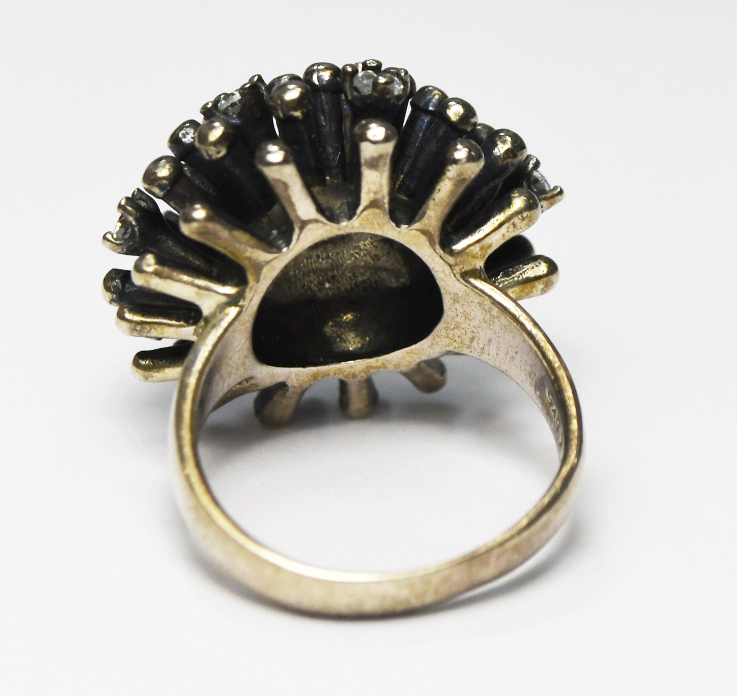 Sterling Silver Silpada R2762 Brutalist CZ Pistil Ring 22mm Size 7