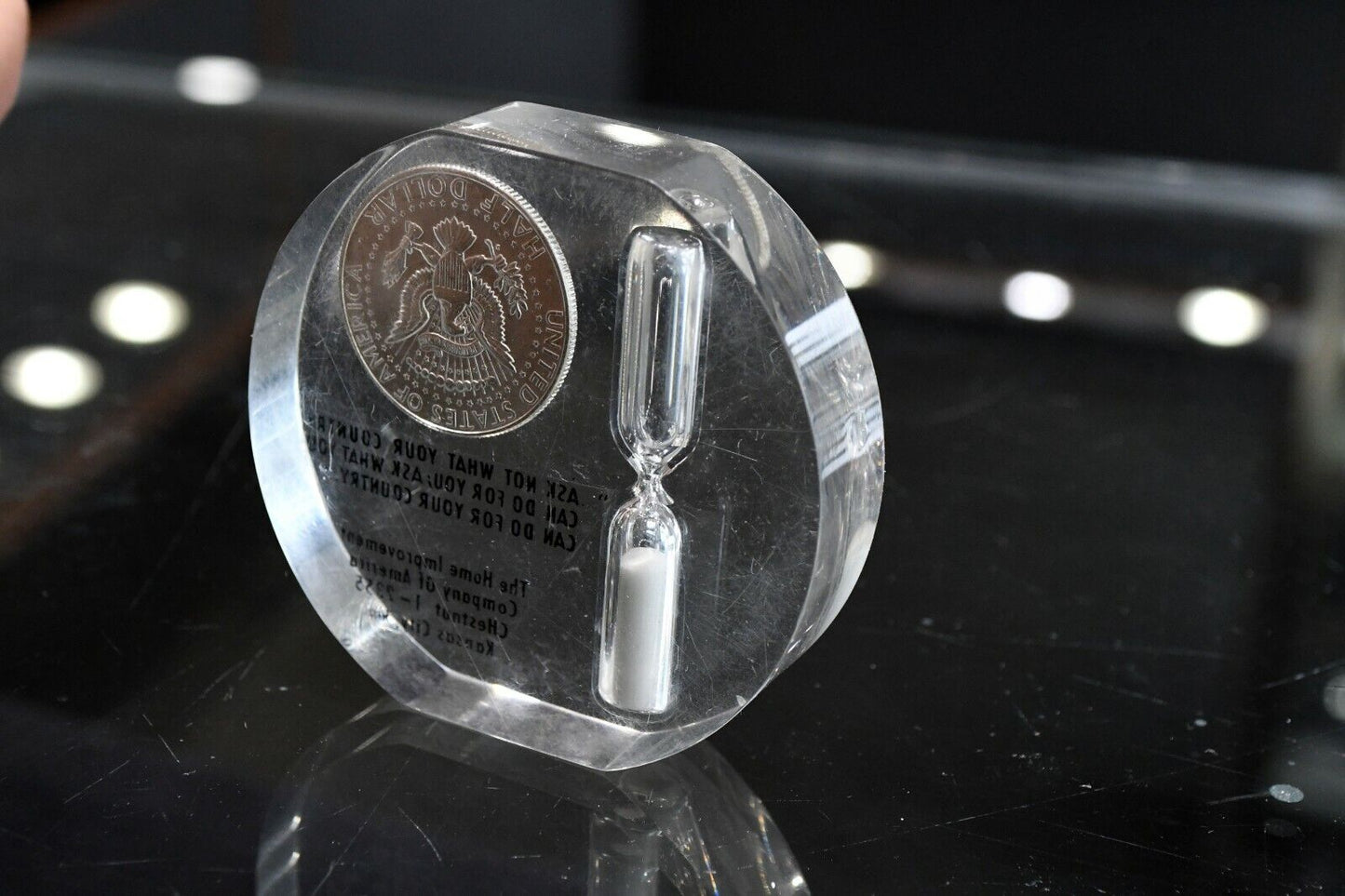 Vintage Paperweight Home Improvement Company KC Mo. Silver 1964 Kennedy Half