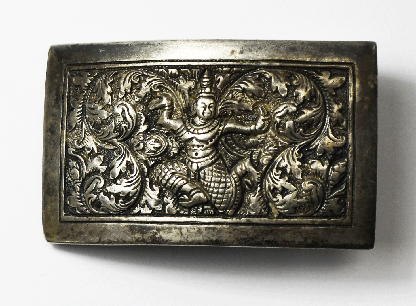 900 Fine Silver Siam Dancer Scroll Belt Buckle 52mm x 31mm Fits a 27mm Belt