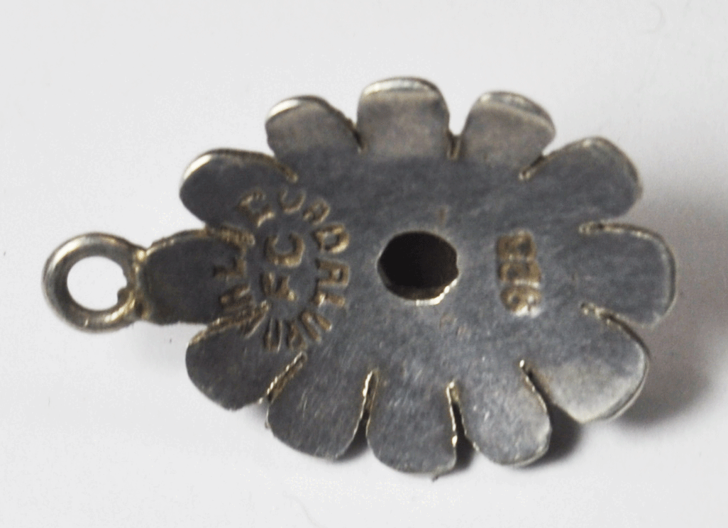 Sterling Silver FC Nala Guadalupa Orange Gold Stone Pendant Charm 24" x 16"