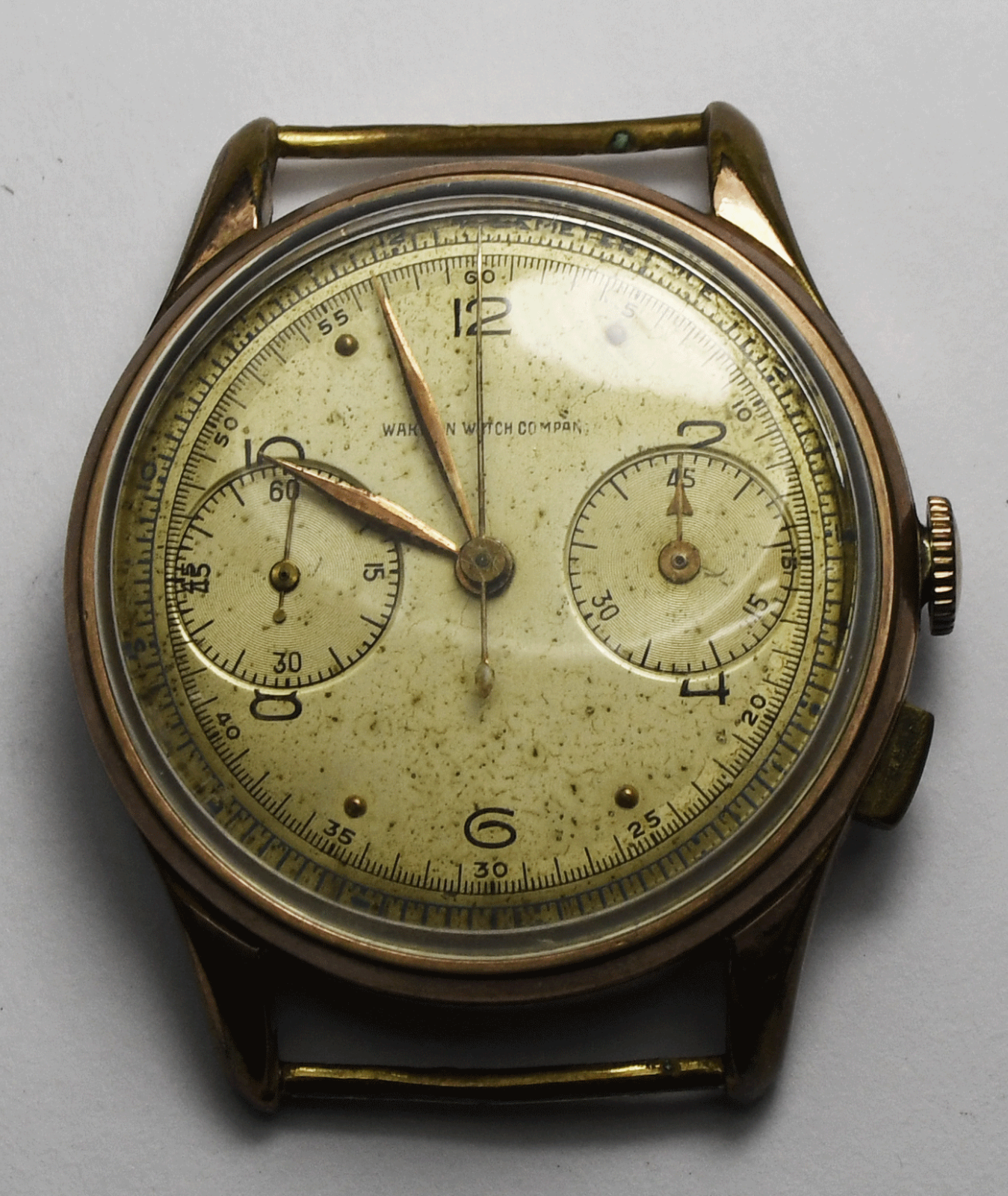 Men's Vintage Wakman 2 Register Chronograph Gold Filled 17J Missing Pusher 35mm