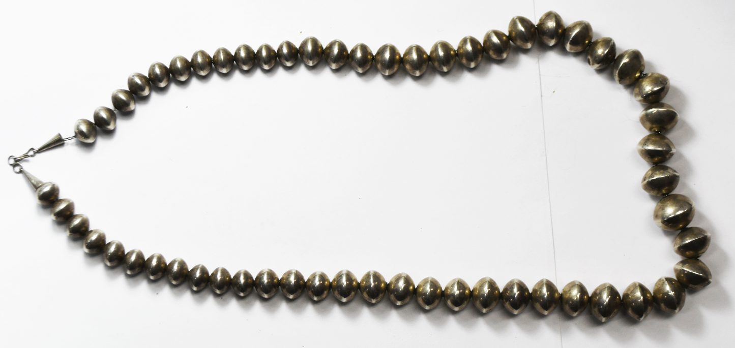 Sterling Silver Handmade Graduated 12-18mm Bead Necklace 29.5"   126g