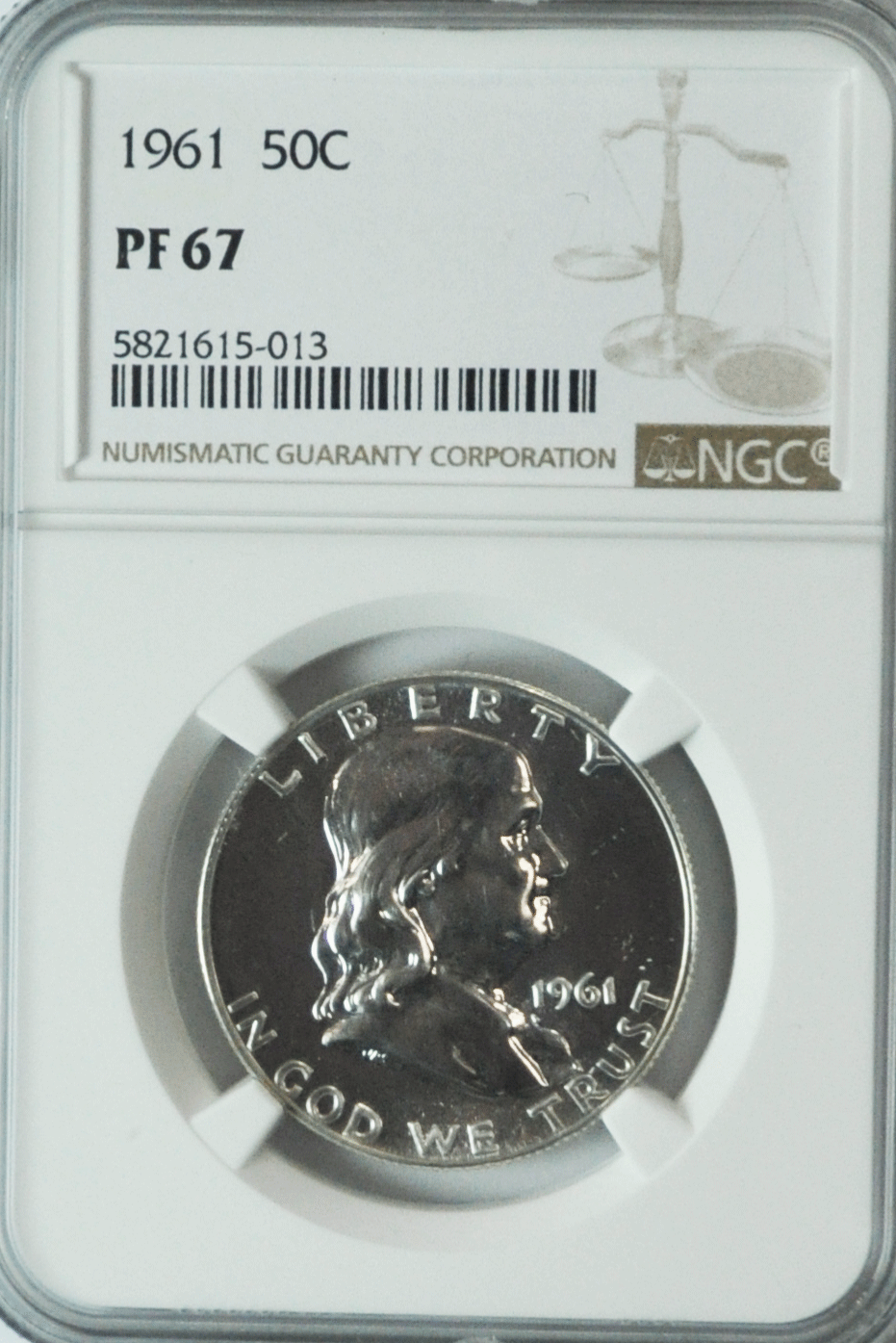 1961 50c Franklin Proof Silver Half Dollar Fifty Cents NGC PF67