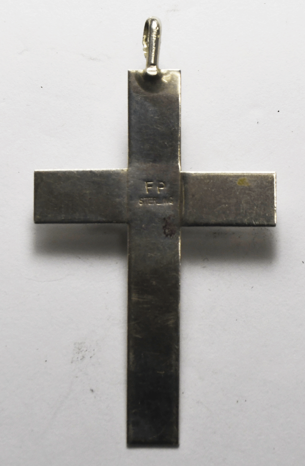 Sterling Silver FP Oval Turquoise Cross Pendant 66mm x 37mm