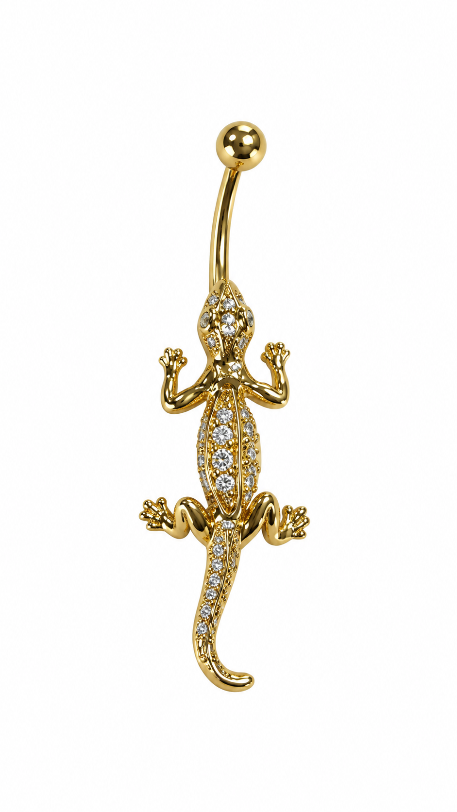 14kt Gold Articulating Lizard Belly Button Ring - Image 2