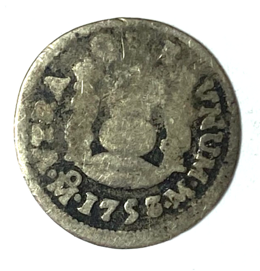 1753 M Mexico Spanish Colony Silver 1/2 Half Real - Image 1