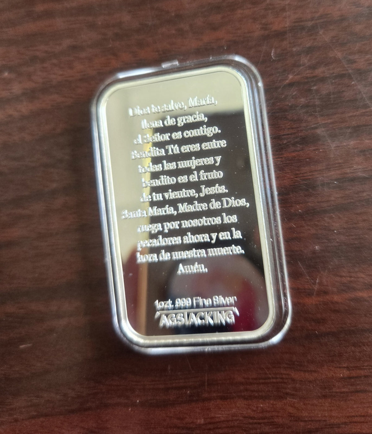 1oz Hail Mary Full Of Grace Prayer .999 Fine Silver Bar AGStacking Guadalupe - Image 6