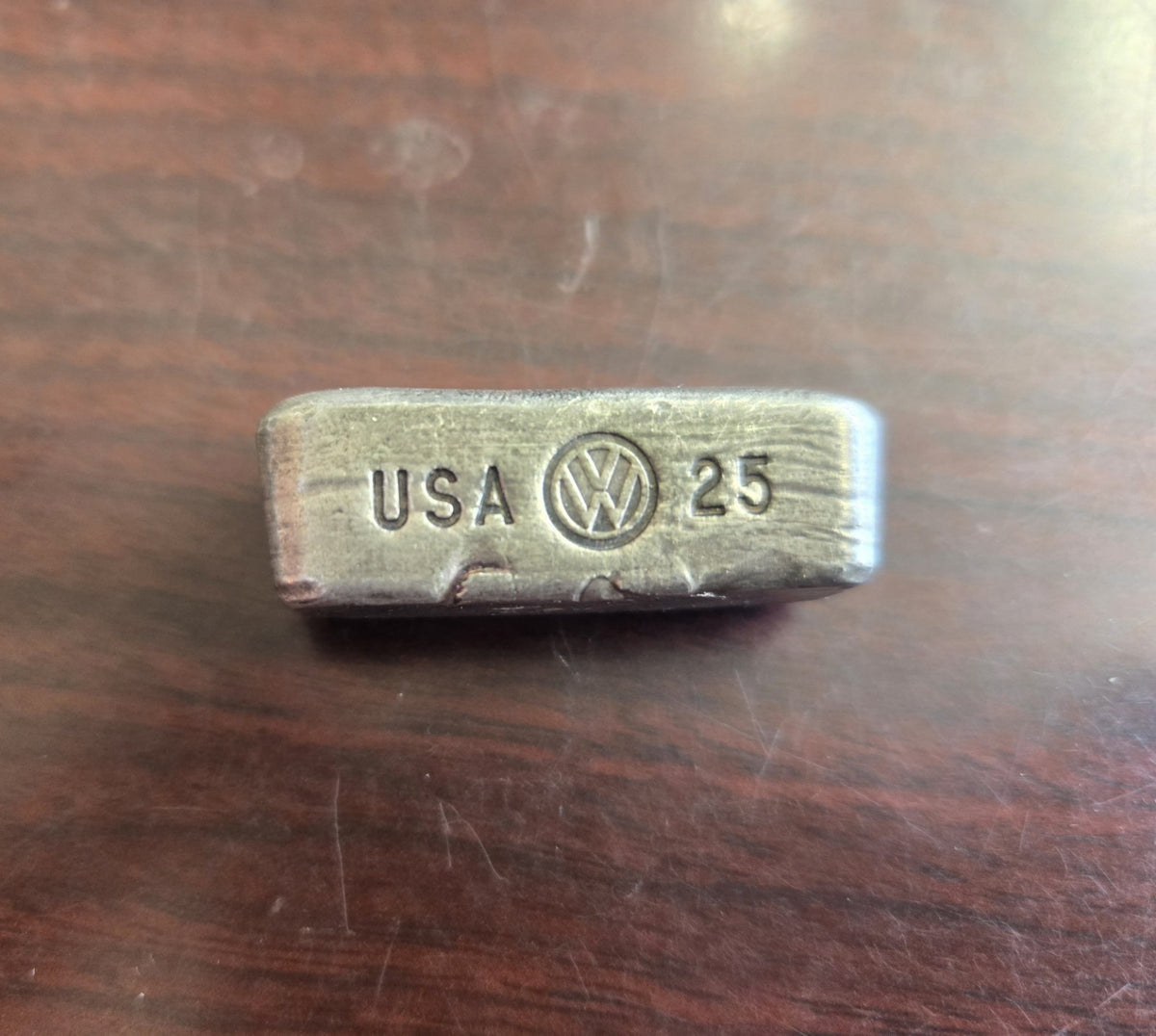 1980 Volkswagen 25th Anniversary 2oz Poured .999 Fine Silver Bar - Image 1
