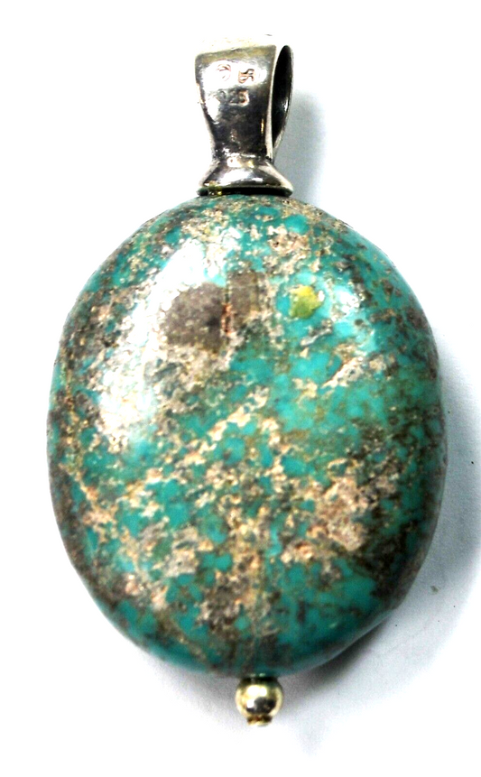 Sterling Silver Turquoise Oval Seeing Eye Bale Pendant 35mm x 27mm - Image 1
