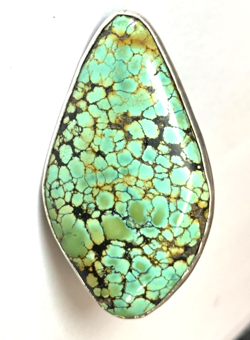 Sterling Charles Albert Turquoise Spiderweb Matrix Large Ring 59x34mm Size 9.5 - Image 1