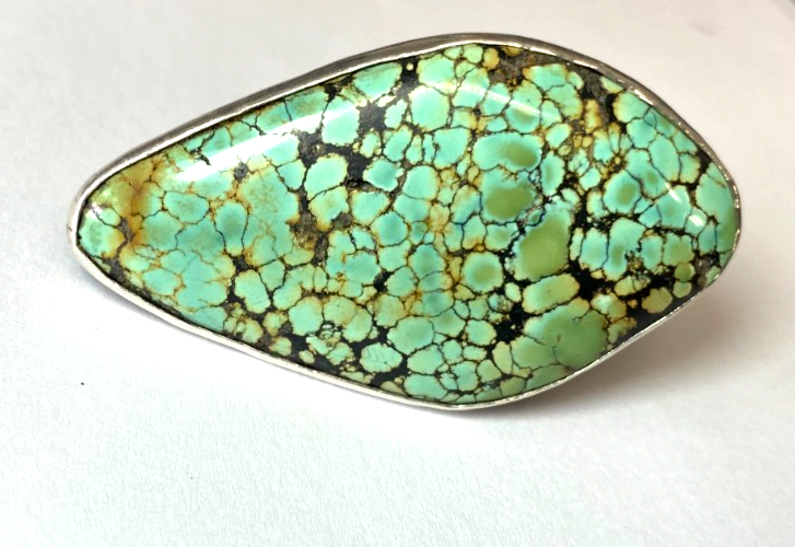 Sterling Charles Albert Turquoise Spiderweb Matrix Large Ring 59x34mm Size 9.5 - Image 5