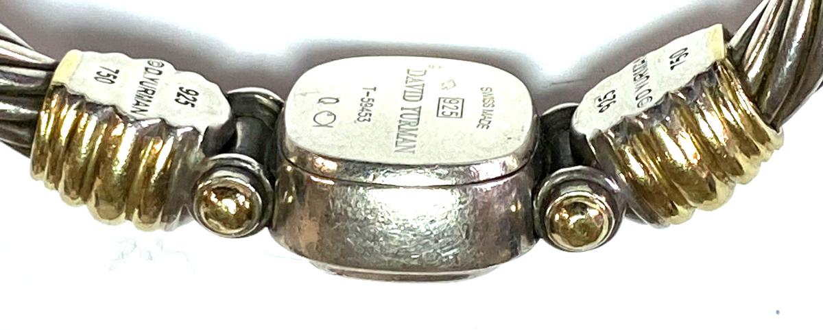 Women's David Yurman Sterling 18k Cable Bangle Wristwatch 6-1/2" Wrist - Image 6