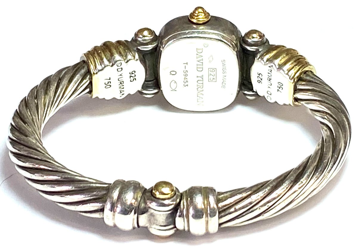 Women's David Yurman Sterling 18k Cable Bangle Wristwatch 6-1/2" Wrist - Image 5