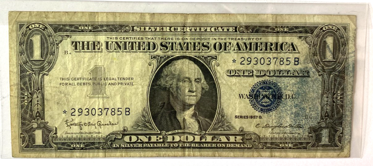 1957 B $1 Silver Certificate STAR Note *29303785B Inking Error Fr# 1621 - Image 1