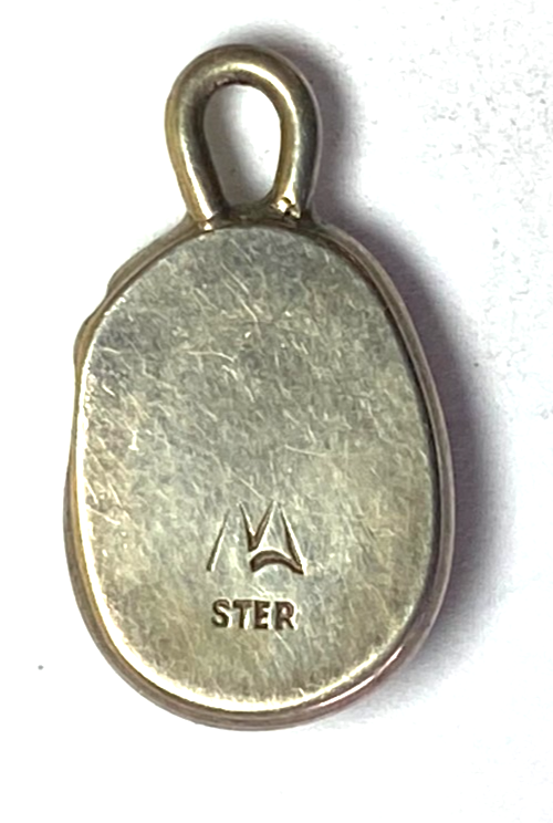 Sterling Silver Turquoise Oval Shadow Box Pendant 26mm x 15mm - Image 2