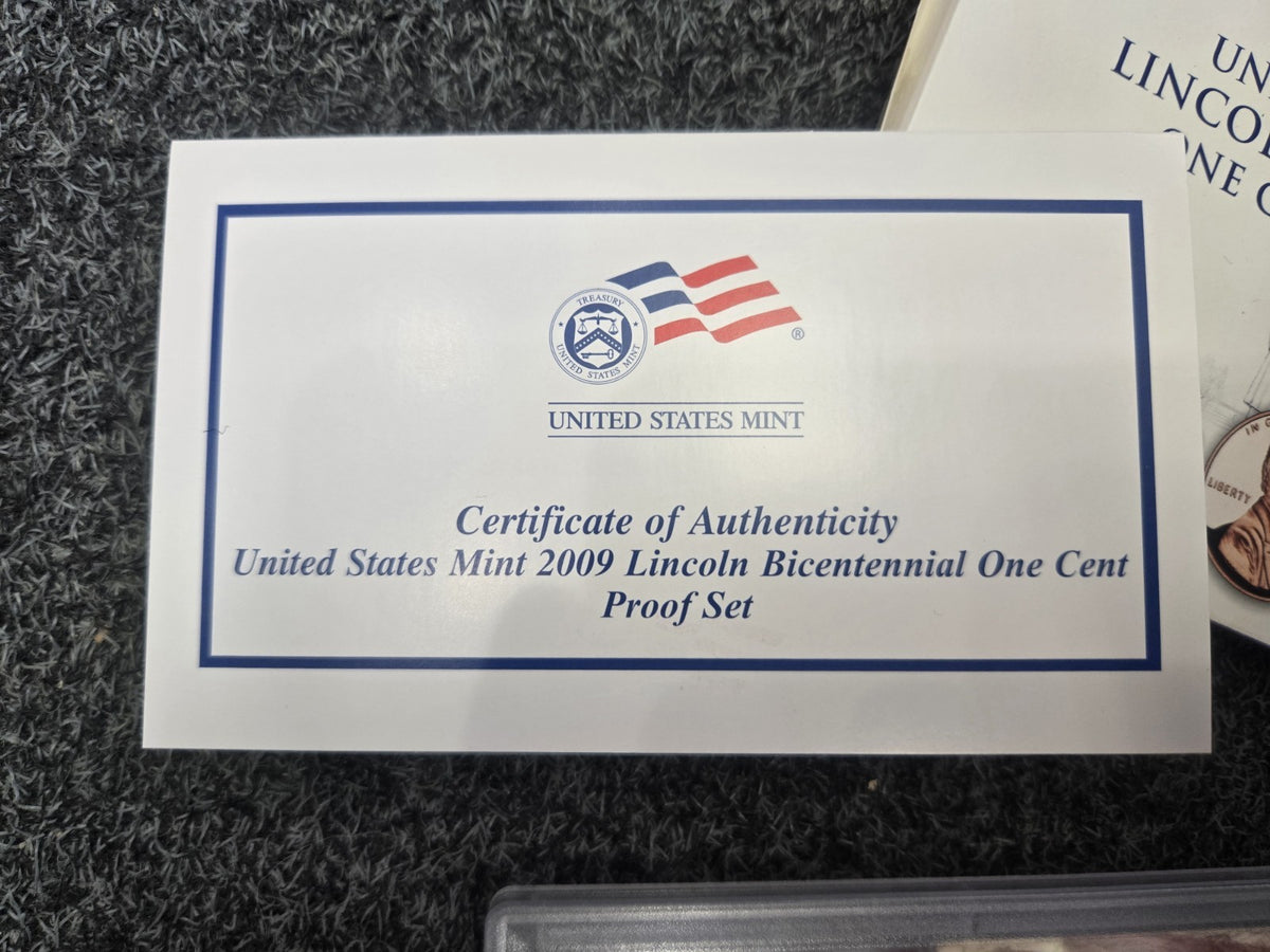 2009 US Mint Lincoln Bicentennial One Cent Proof 4pc Coin Set w/box & COA - Image 2
