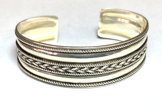 Sterling Silver Suarti 21mm Cuff Bracelet Braid Twist Stripe - Image 1