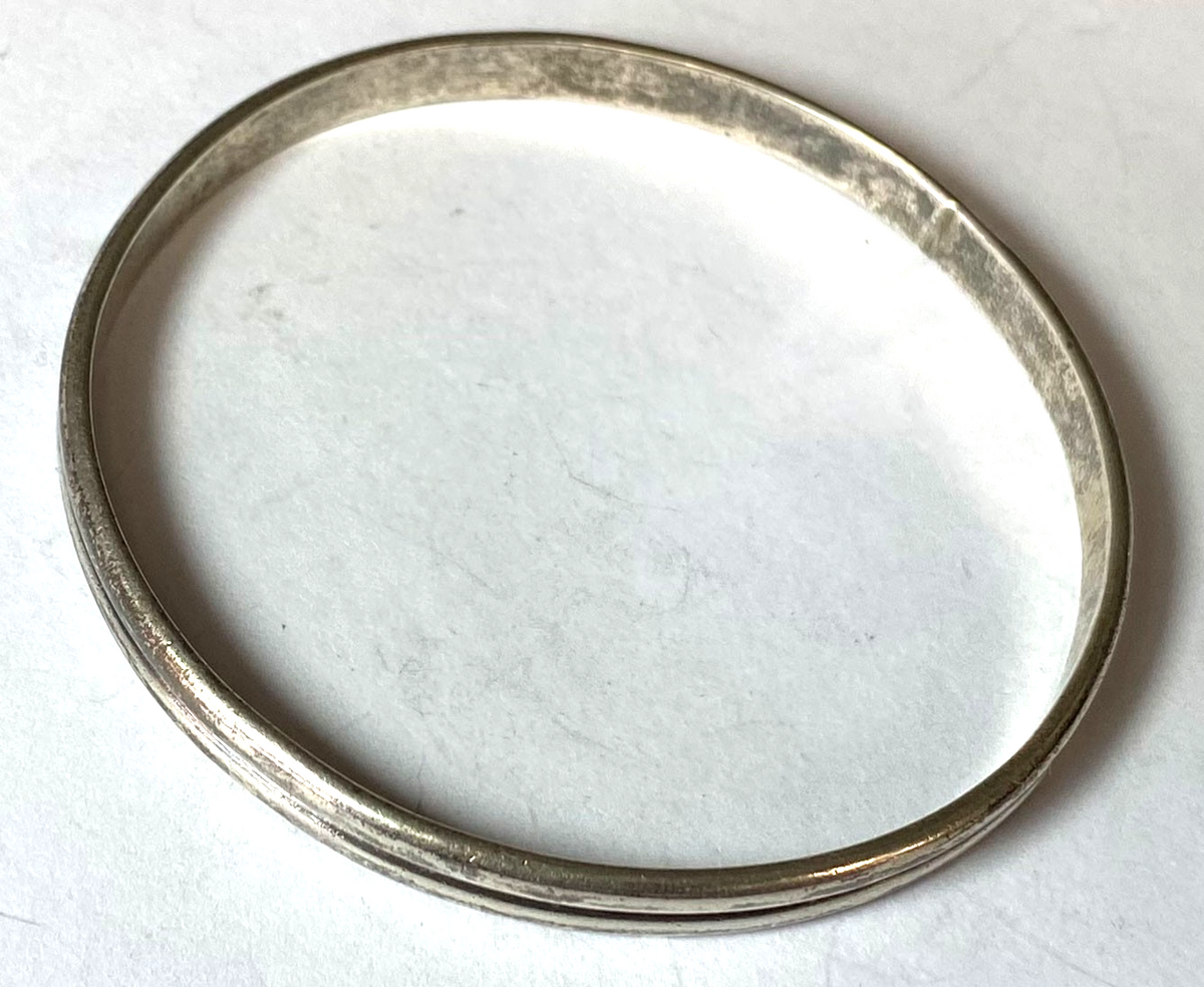 Sterling Silver Plain Striped Round Medium Bangle 6mm Bracelet 55g - Image 3