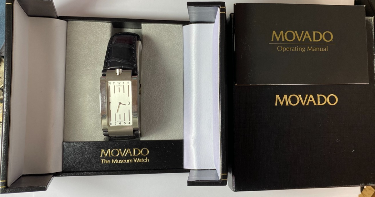 Movado 84 D5 1481 Elliptica Stainless Steel Curved Wristwatch 25mm w Box - Image 1